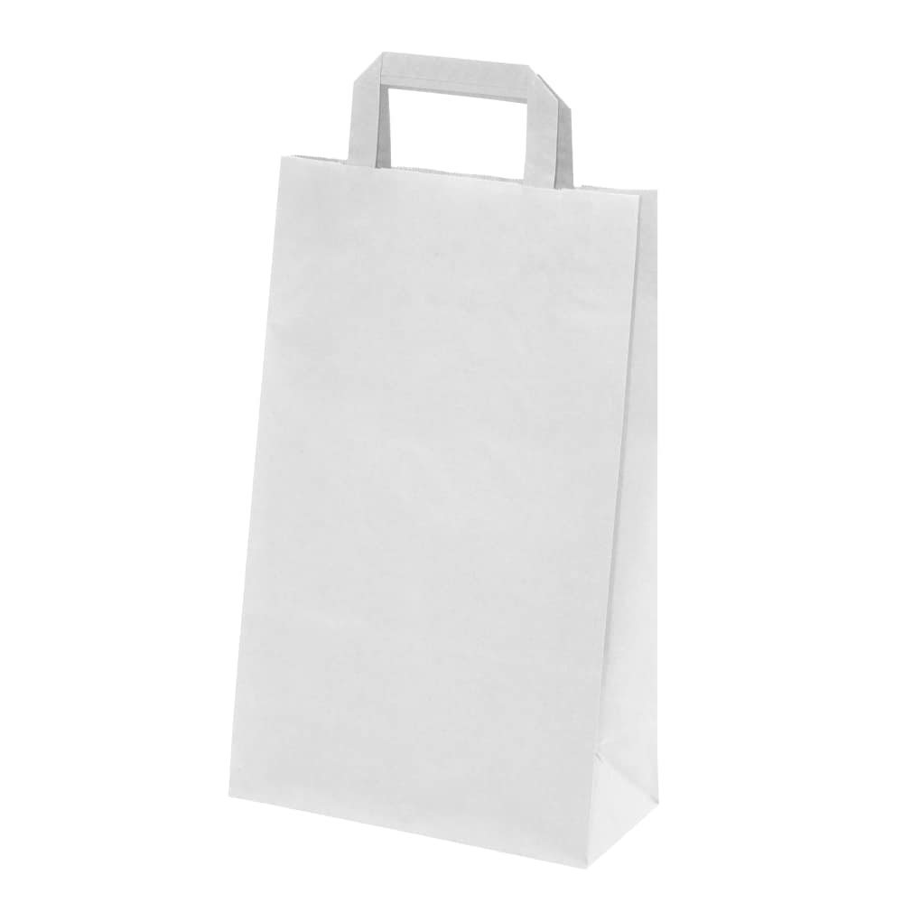 250 Sacs papier Kraft Blanc poignées plates L26xP10xH33 cm