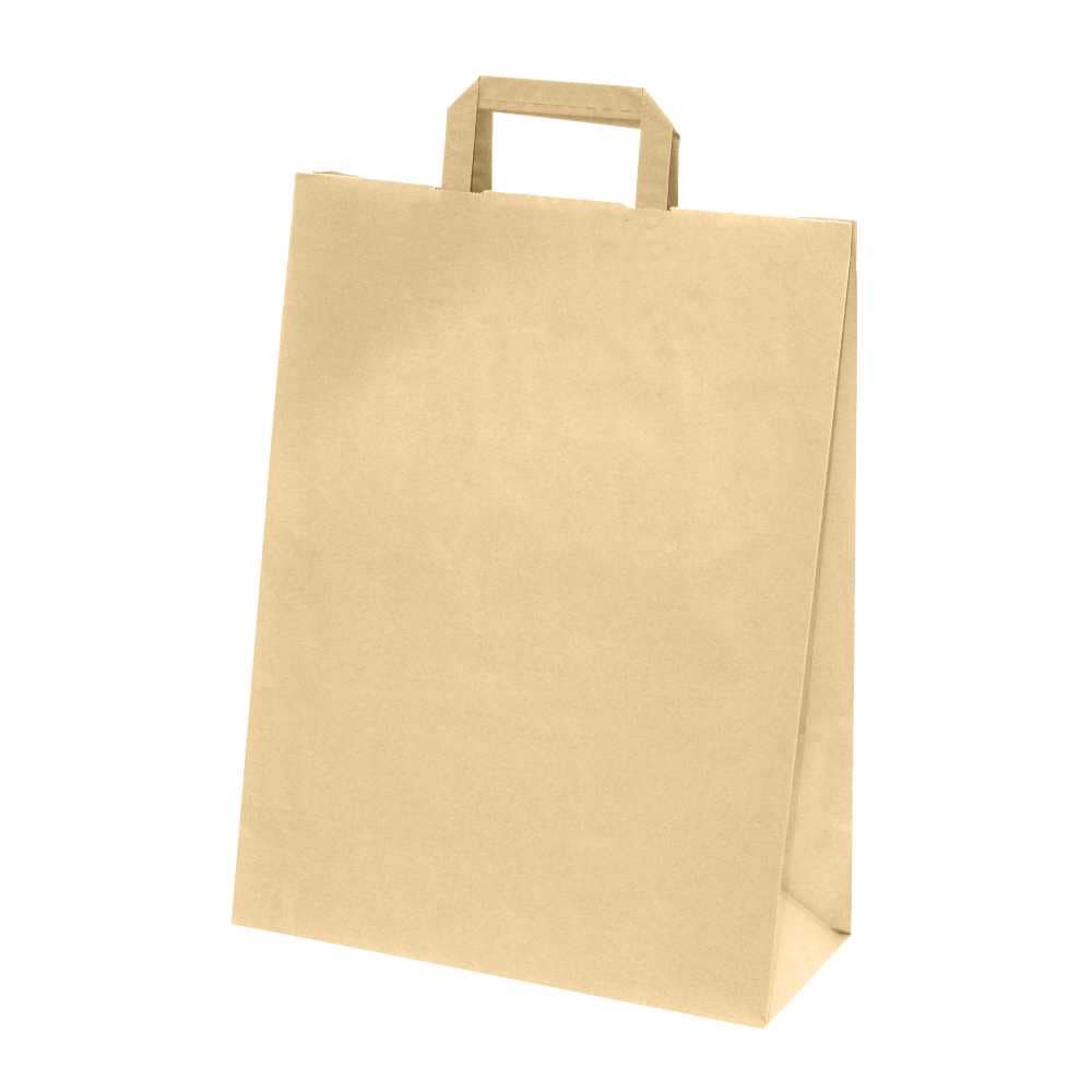 250 Brown Kraft Paper Tote Bags 70g L26xW14xH29 cm with flat handles