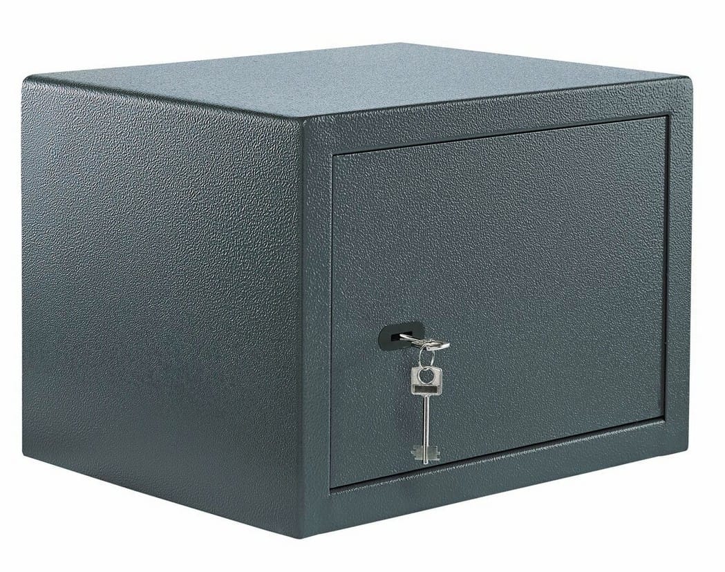 Coffre-fort en acier avec serrure à clé – Fixation murale ou au sol