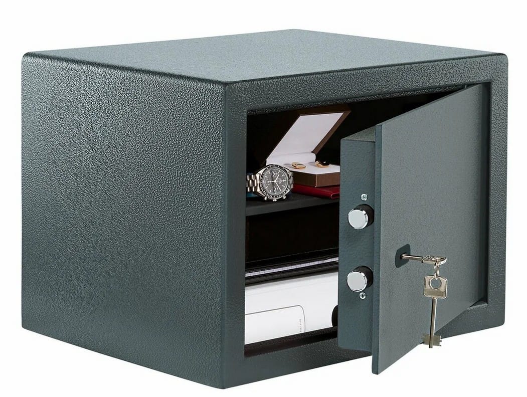 Coffre-fort en acier avec serrure à clé – Fixation murale ou au sol – Image 2