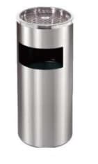 Poubelle inox avec cendrier intégré – Ø25 x H61 cm