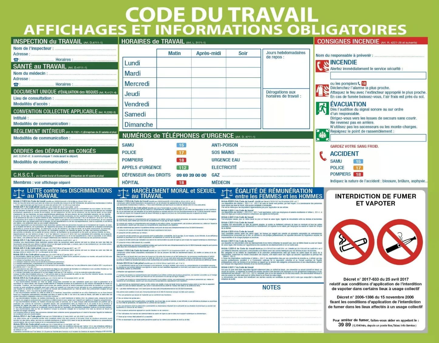 Pancarte "Code du Travail"