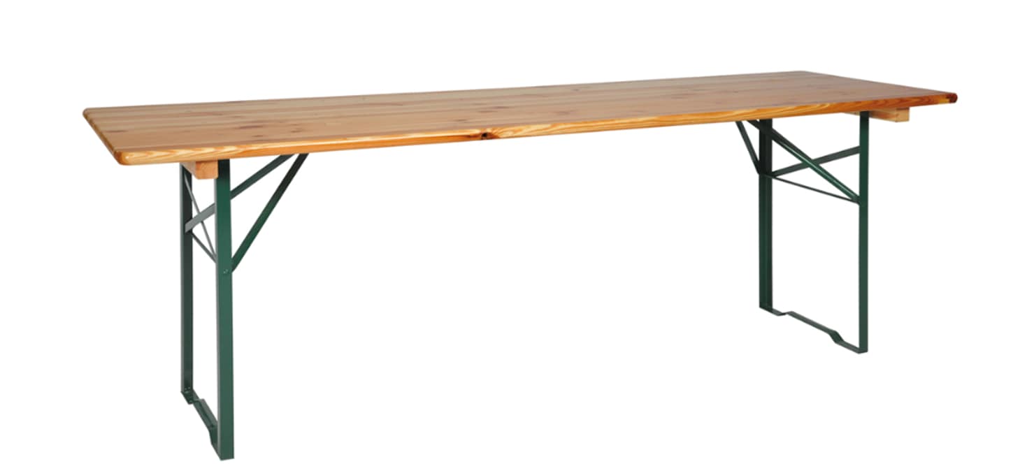 Table pliante en bois avec 2 bancs – 220 x 70 cm