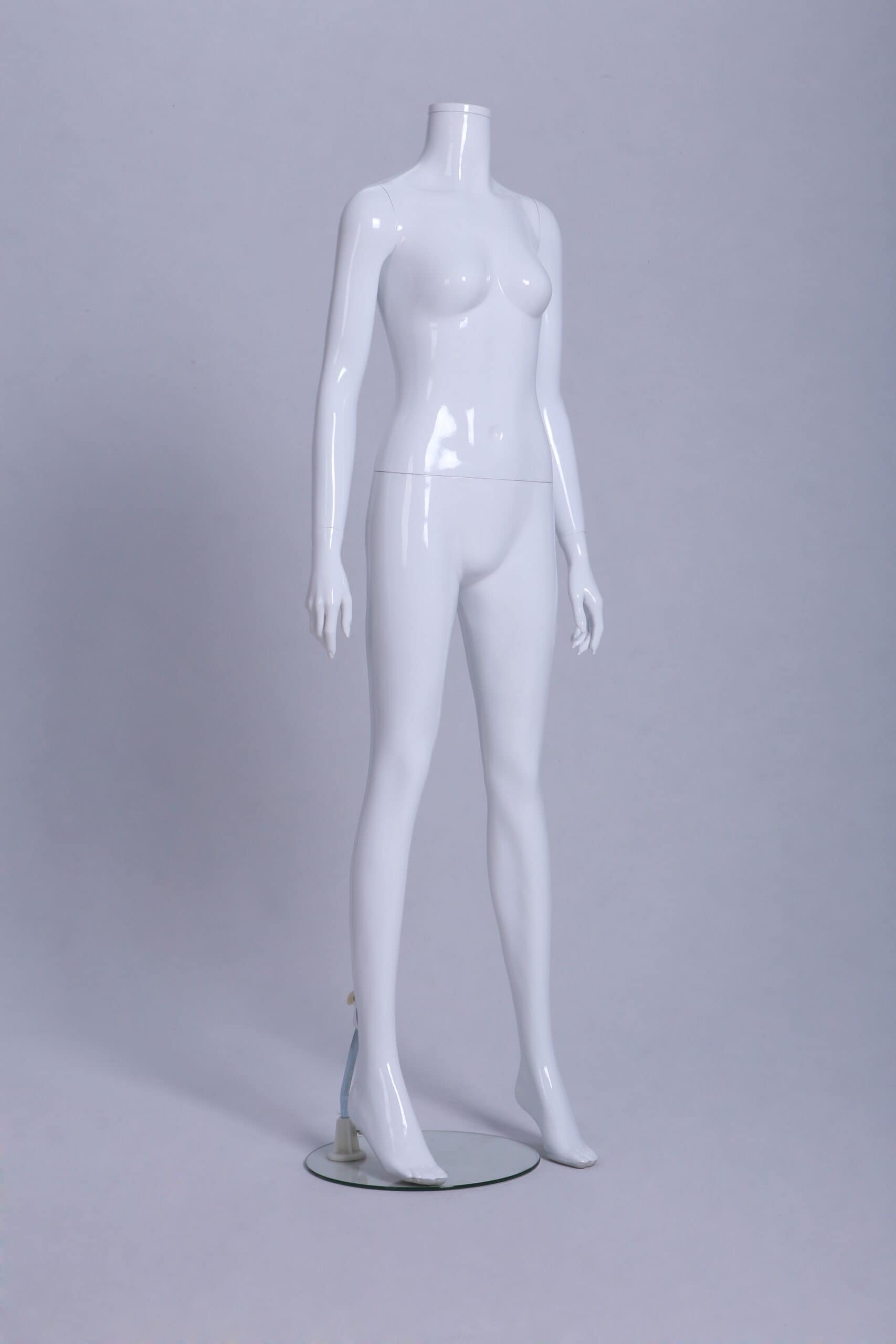 Headless, Straight, Glossy White Lacquered Female Mannequin