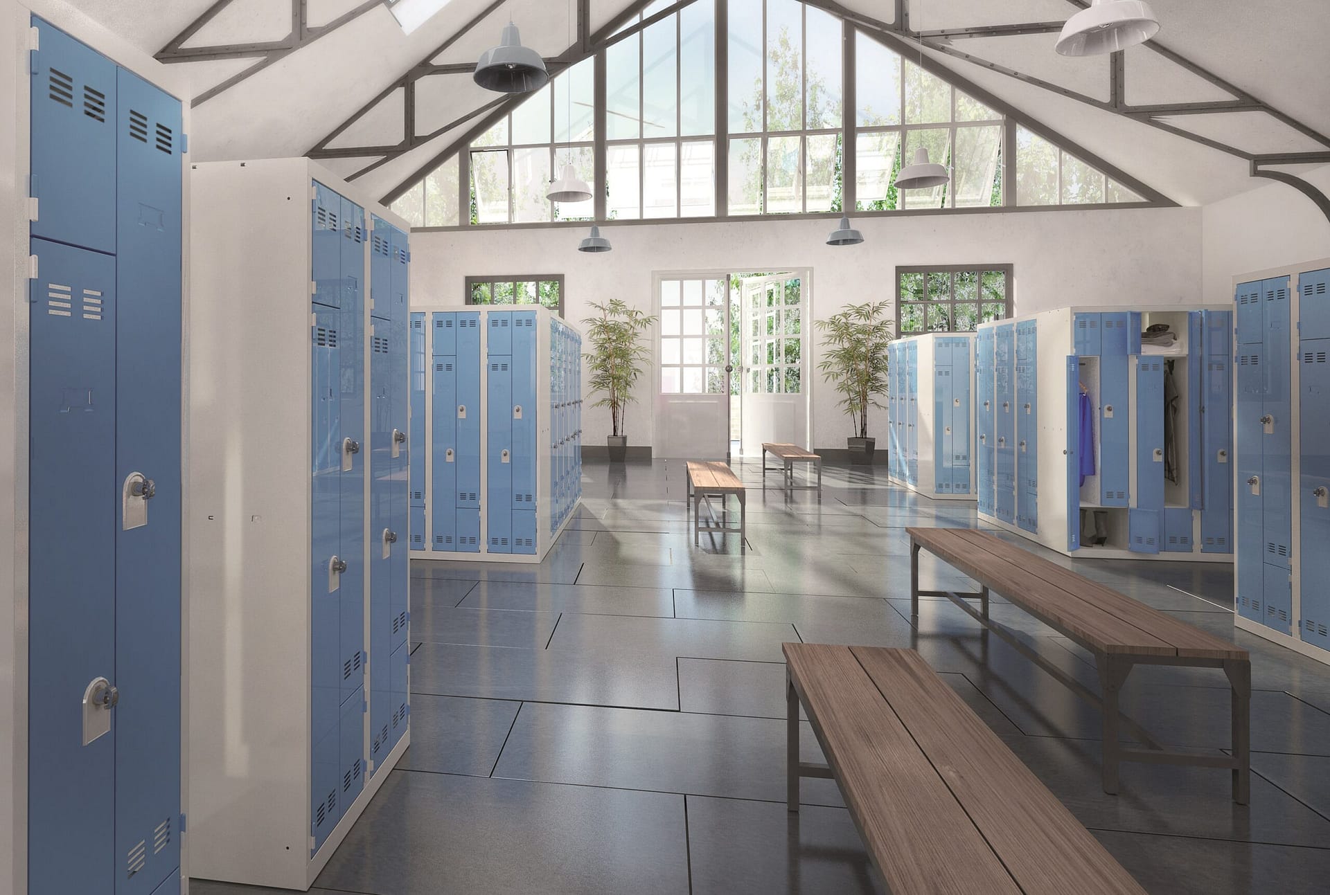 Platzsparende Umkleidekabine, Z-förmige Türen – Bild 29