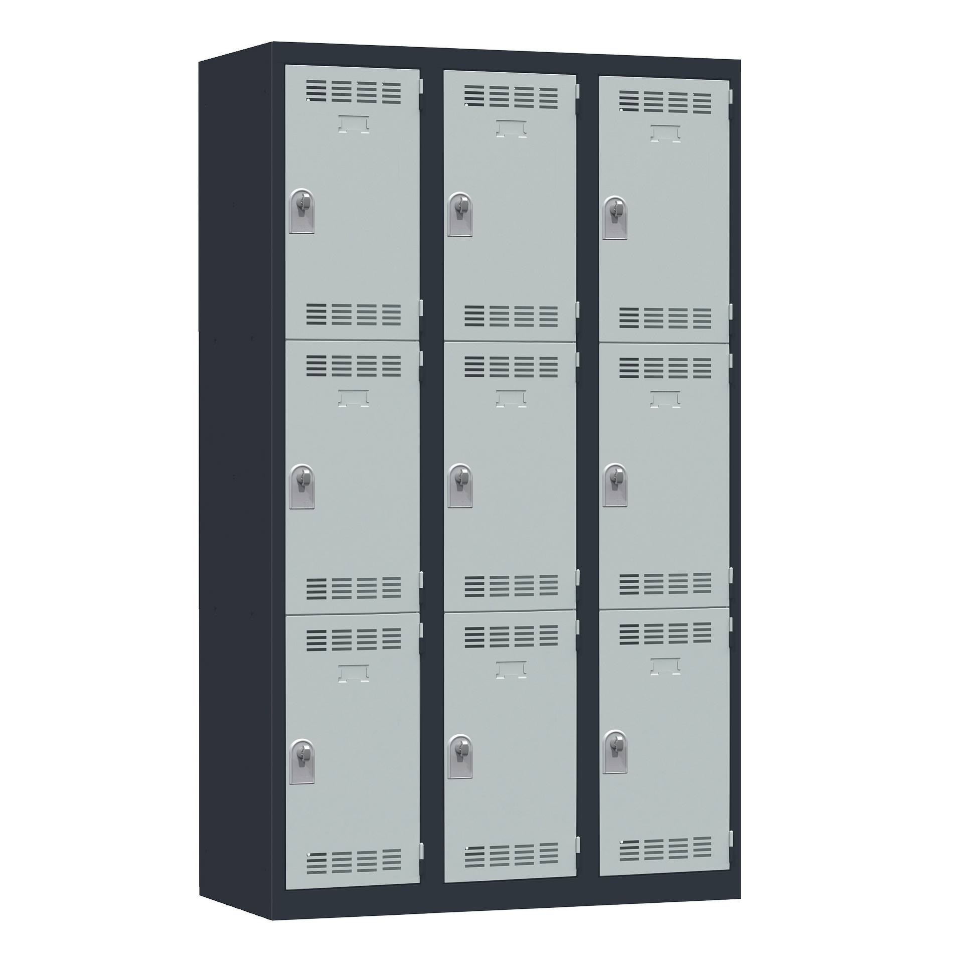 3-column, multi-compartment locker, 120 cm, one-piece welded construction – Image 2