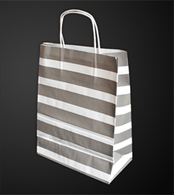 Kraft paper bag with taupe stripes, 35cm x 14cm x 40cm x 50