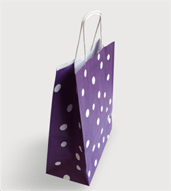 Kraft paper bag with polka dots and aubergine design, 35cm x 14cm x 40cm x 50