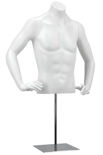 Buste homme court sur base mains hanches