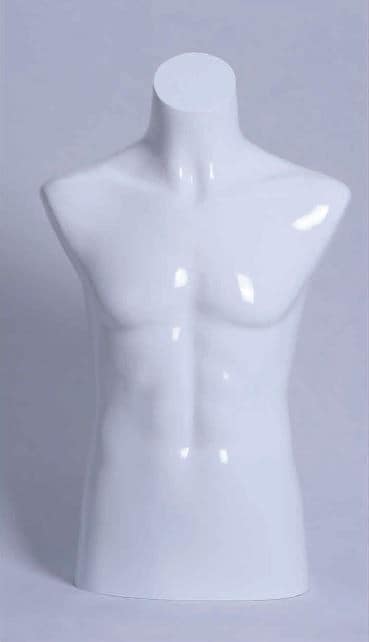 Short matte white male torso bust