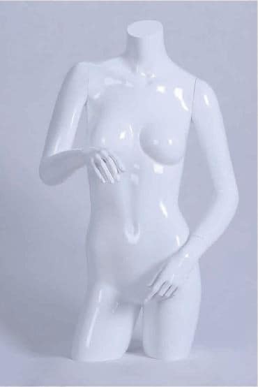 Female torso bust with matte white arms