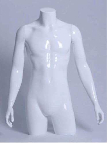 Male torso bust with matte white arms