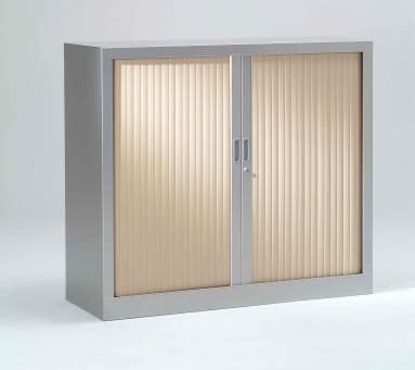 One-piece wardrobe with two-tone tambour doors, H.100 cm