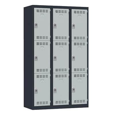 3-column, multi-compartment locker, 120 cm, one-piece welded