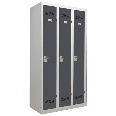 Welded, one-piece, three-column locker for clean industry
