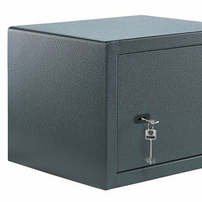 Coffre-fort en acier avec serrure à clé – Fixation murale ou au sol