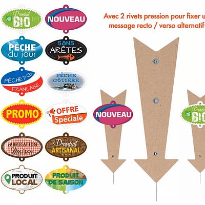 Ovales recto verso pour flèche – Messages alternatifs interchangeables