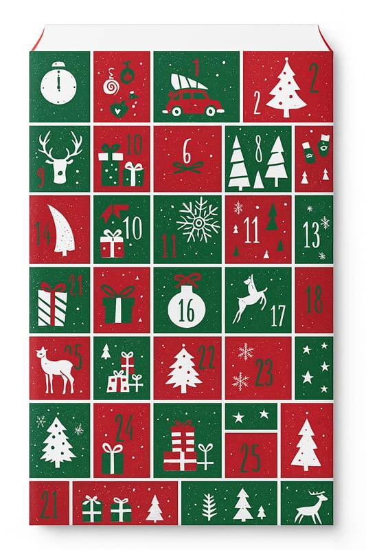 Sachets cadeau Noël Calendrier x 250 – Papier couché 60 g/m²