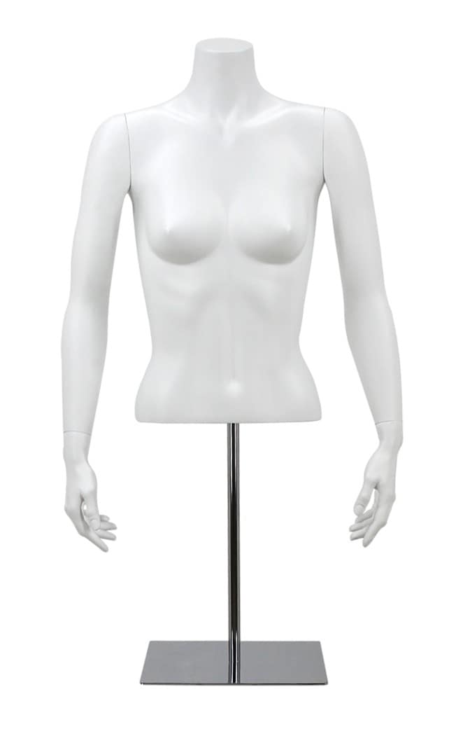 Short female bust on a base with outstretched arms