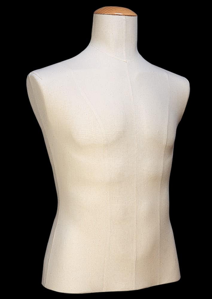 Men's medium dress form in ecru canvas fabric