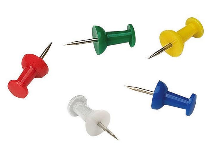 Box of 100 assorted opaque push pins