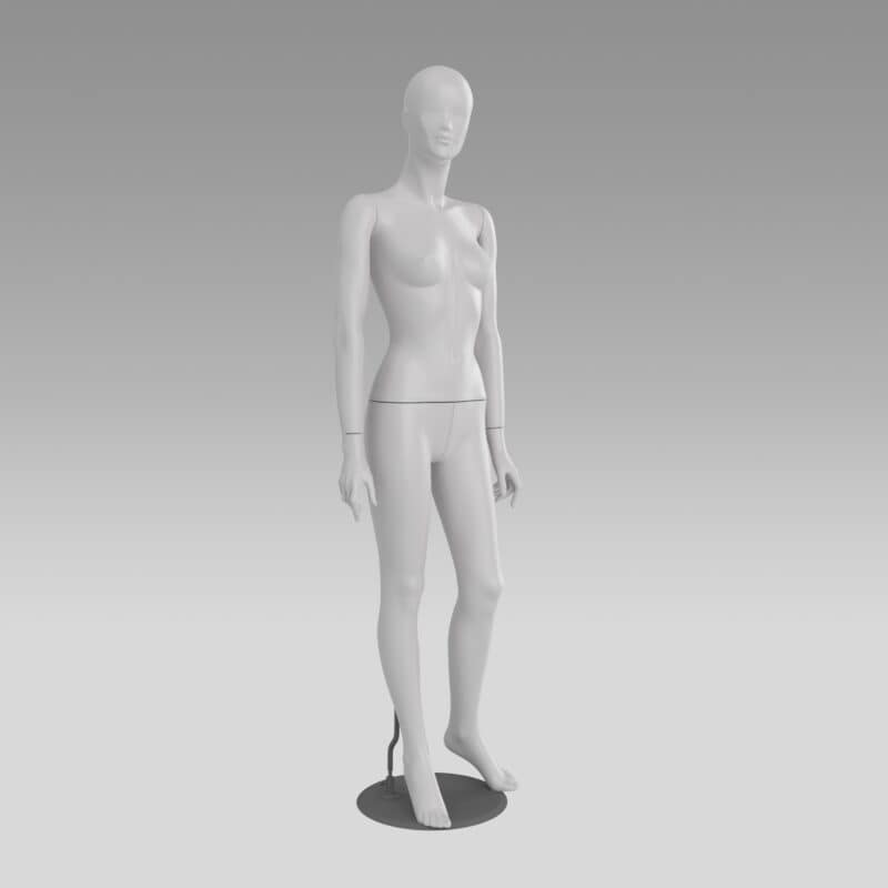White female mannequin with bent arms
