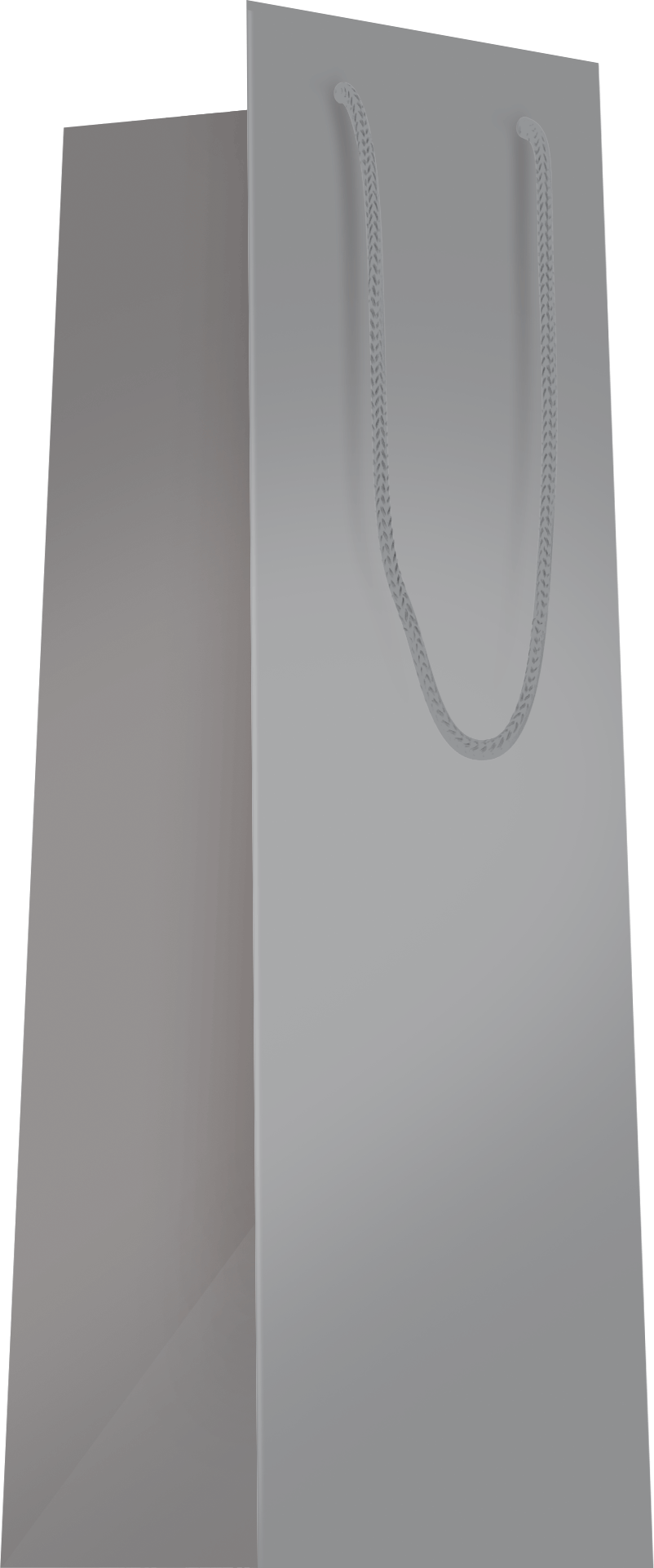 Silver bottle bag with cord handles, 11cm x 11cm x 39cm x 20