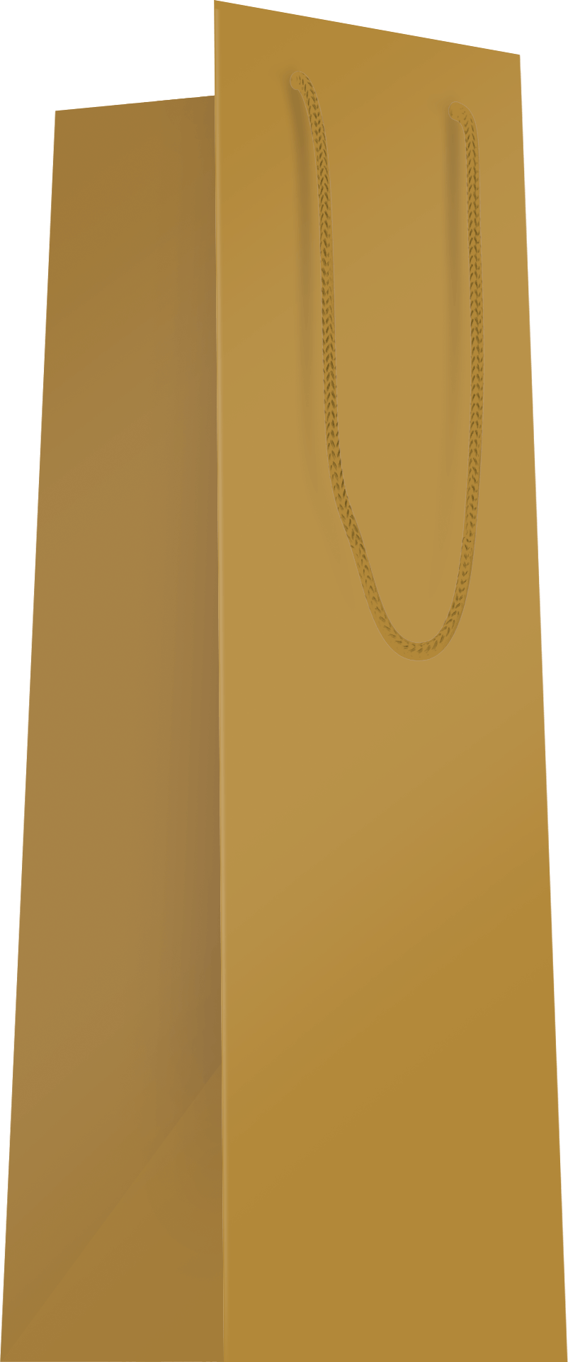 Gold bottle bag with cord handles, 11cm x 11cm x 39cm x 20