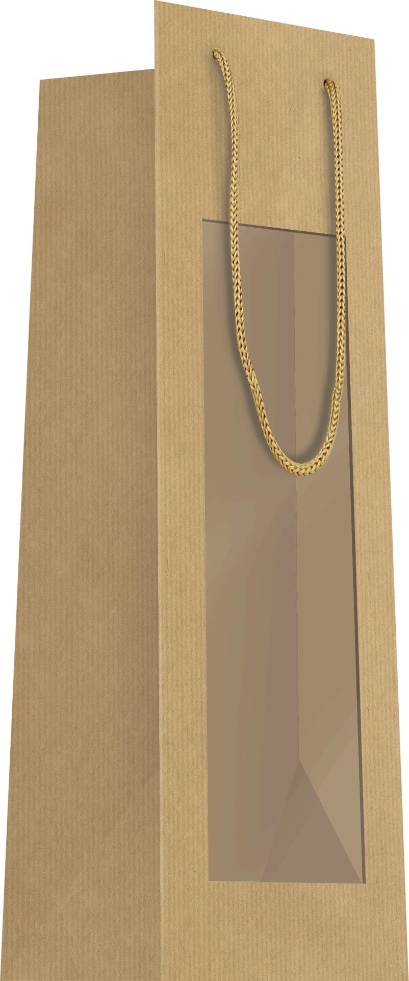 Brown kraft paper bottle bag with window, 11 x 11 x 39 cm x 20