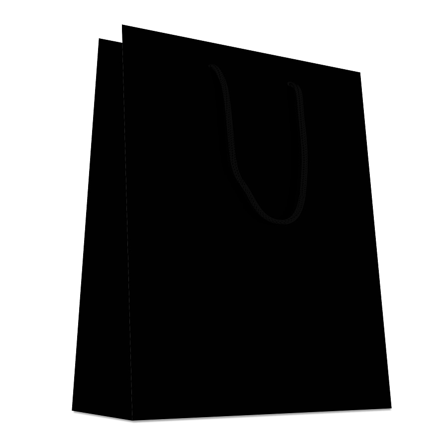 20 Luxury Tote Bags with Cord Handles, Glossy Black